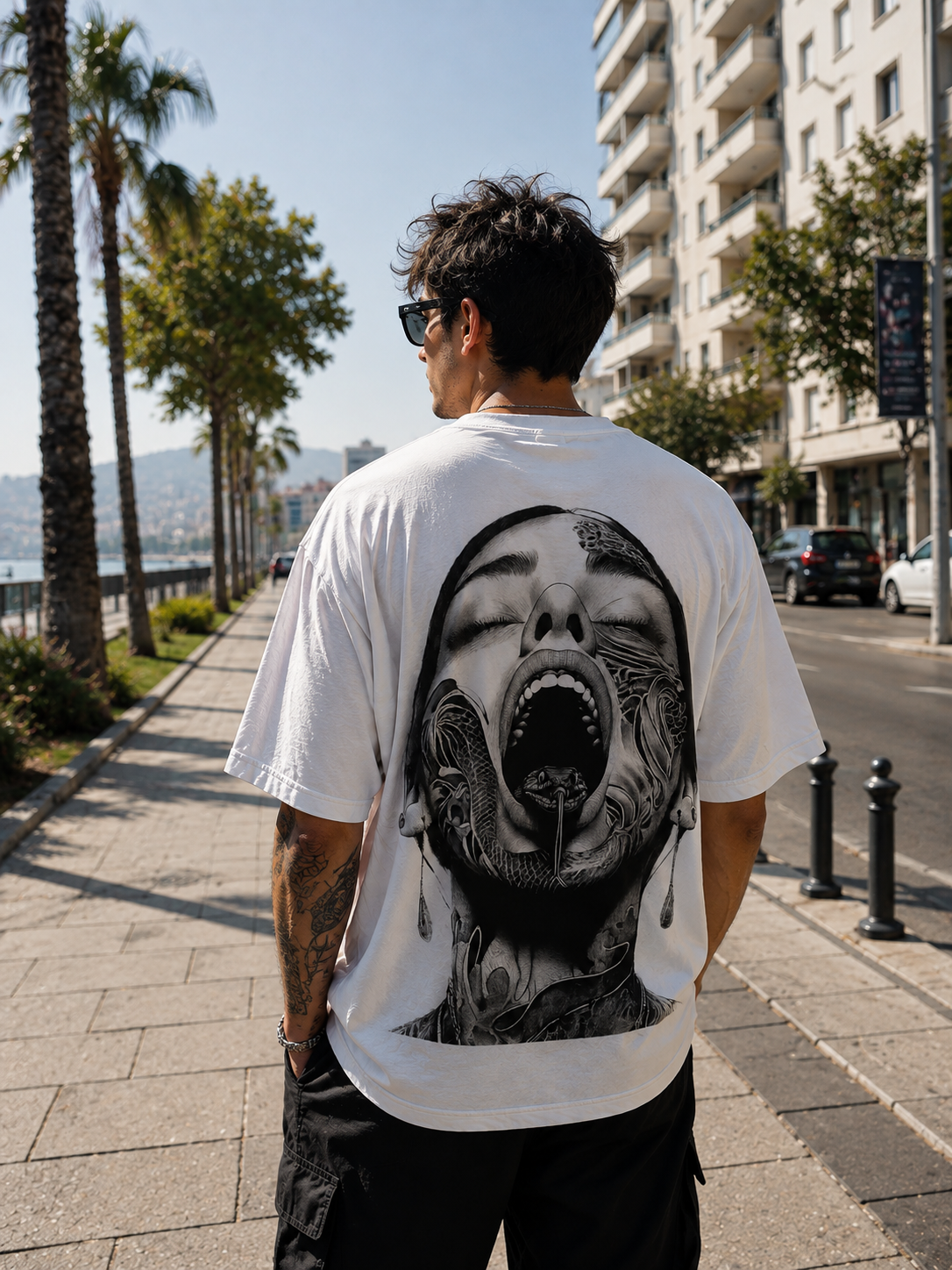 VAEL Yakuza Serpent Baskılı Oversize T-Shirt